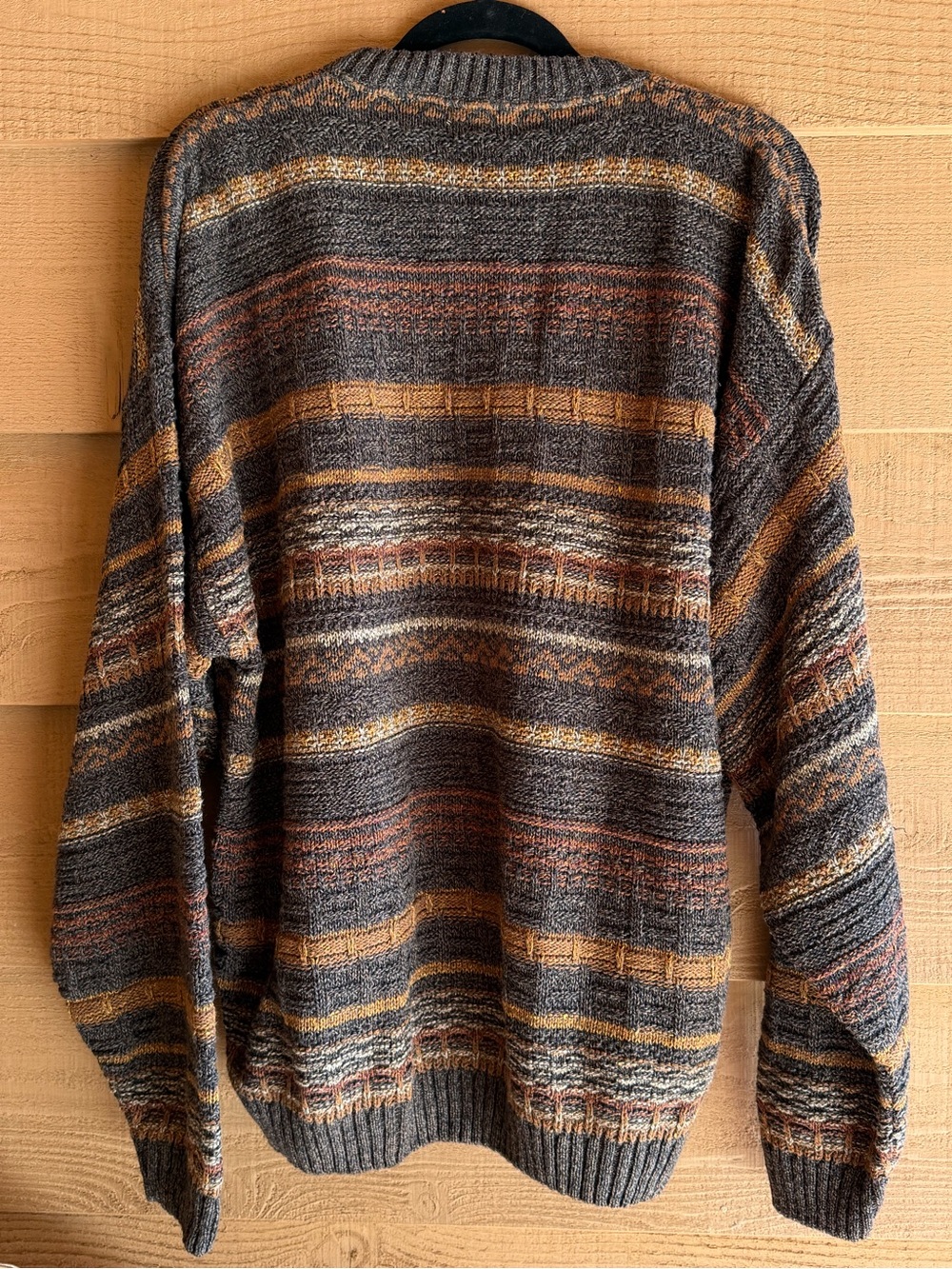 Vintage 90s St. John’s Bay Earth-Toned Textured Stripe Knit Sweater - Picture 7 of 7